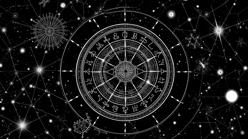 AI Astrology brand teaser — astrological chart wheel (coming soon)